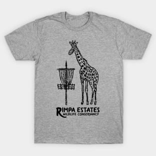 Disc Golf Giraffe, BLACK PRINT T-Shirt